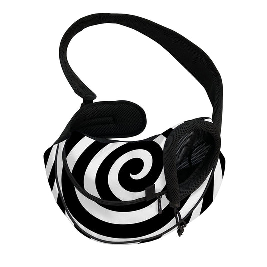 Black And White Swirl Illusion Print Pet Sling Carrier