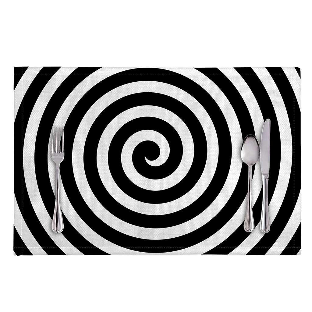 Black And White Swirl Illusion Print Placemat