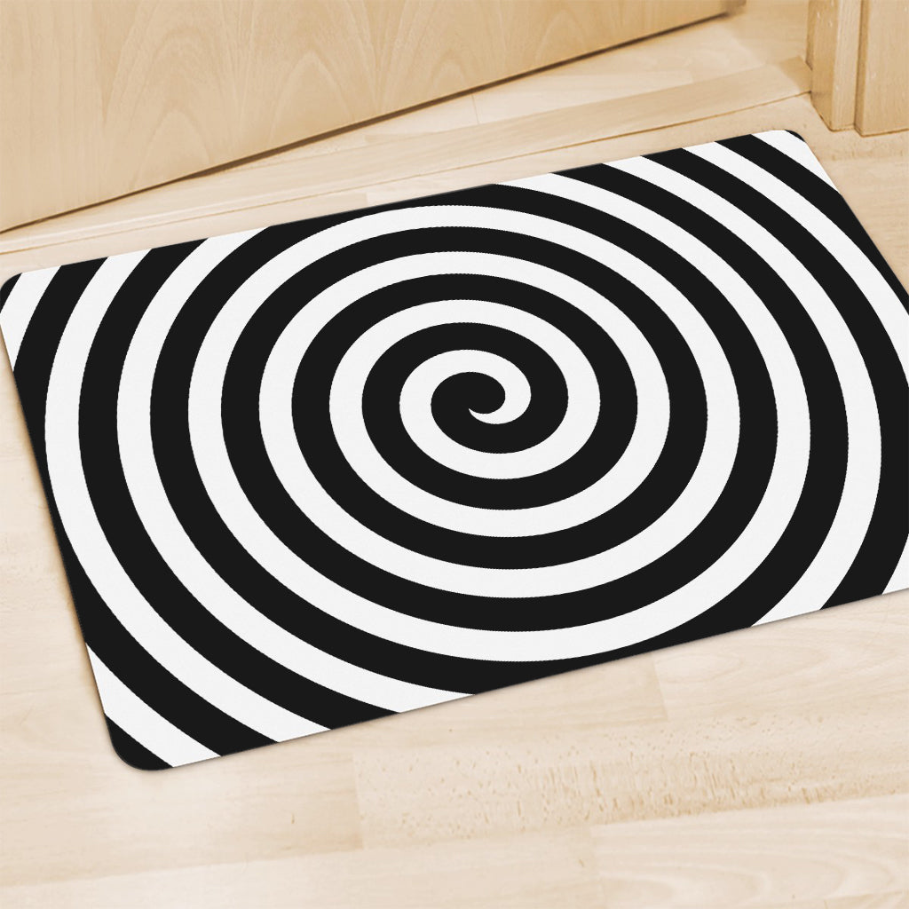 Black And White Swirl Illusion Print Polyester Doormat
