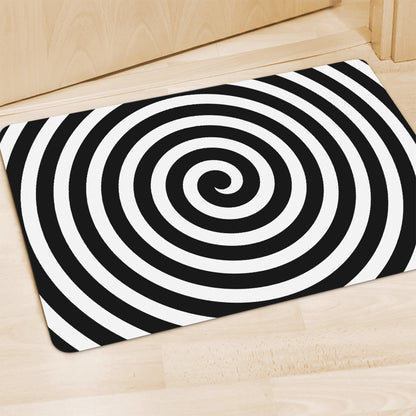 Black And White Swirl Illusion Print Polyester Doormat