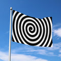 Black And White Swirl Illusion Print Polyester Flag