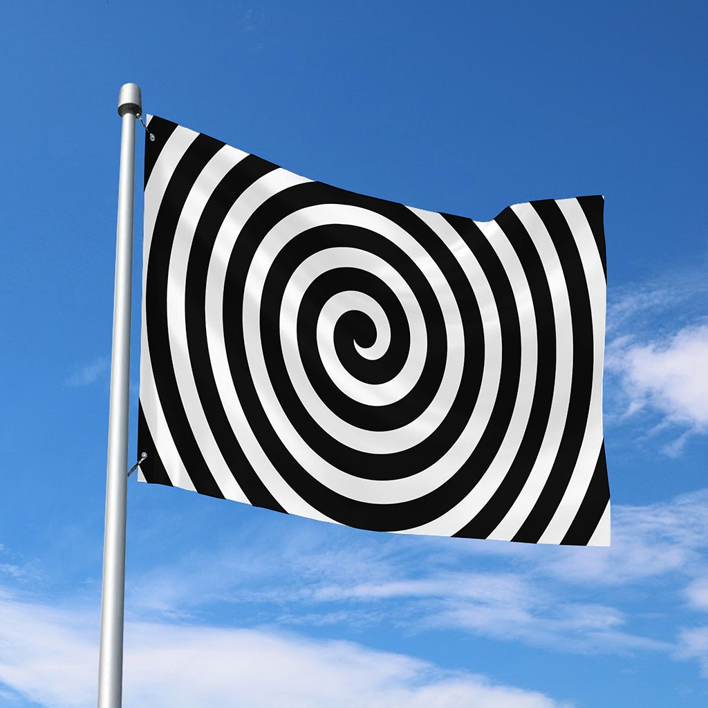 Black And White Swirl Illusion Print Polyester Flag