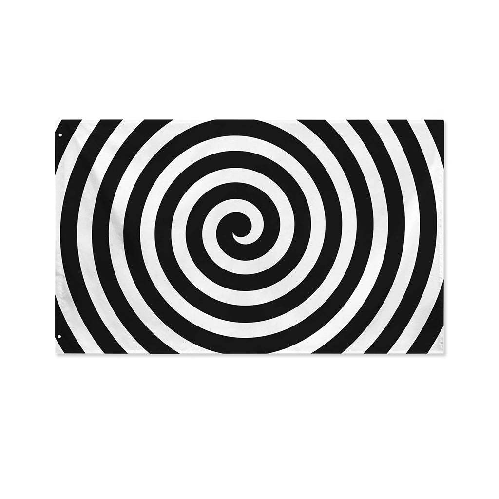 Black And White Swirl Illusion Print Polyester Flag