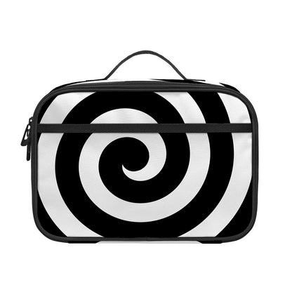 Black And White Swirl Illusion Print Portable Lunch Bag