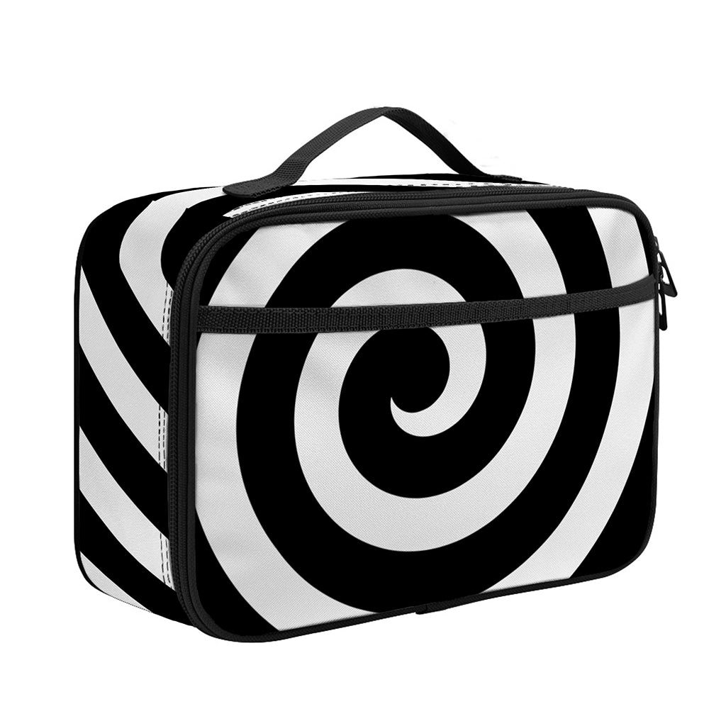 Black And White Swirl Illusion Print Portable Lunch Bag