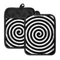 Black And White Swirl Illusion Print Pot Holders With Pocket