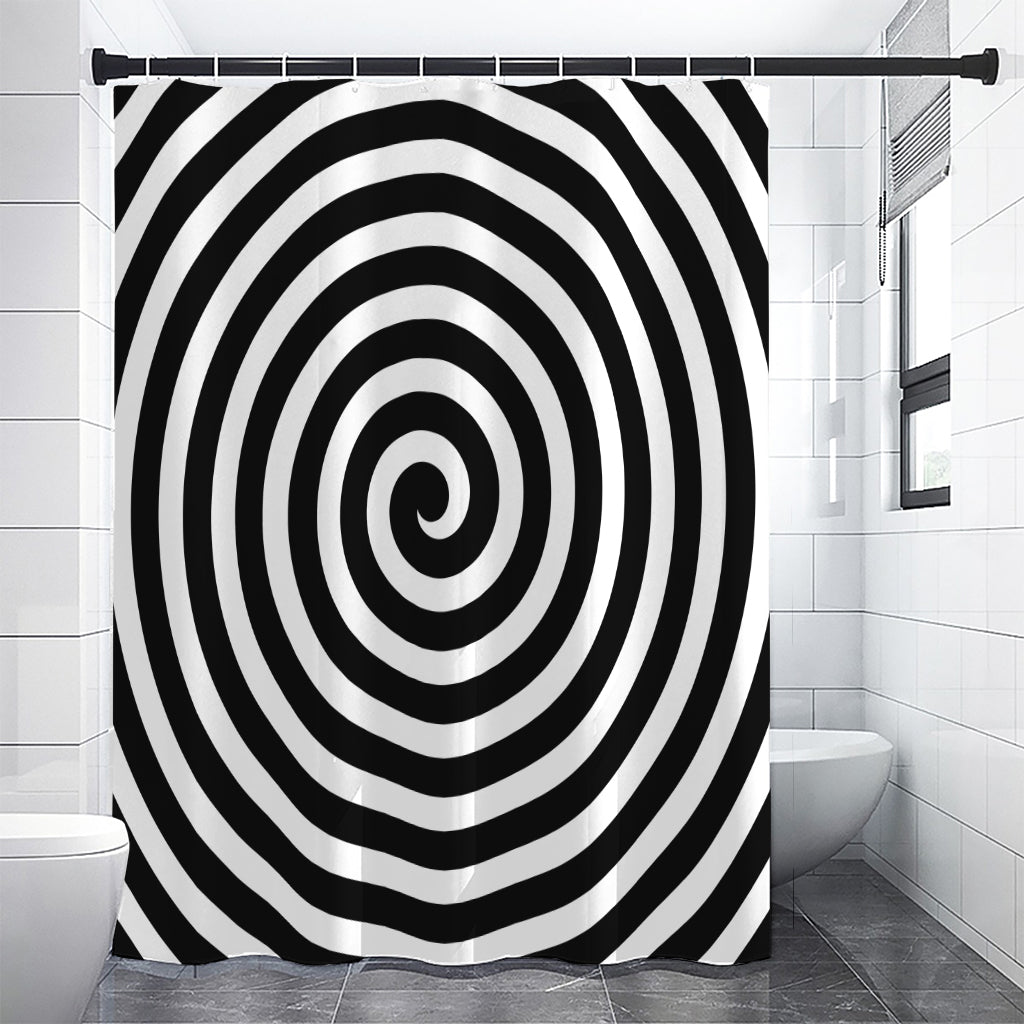 Black And White Swirl Illusion Print Premium Shower Curtain