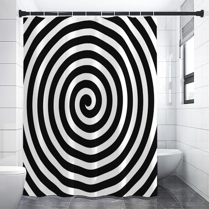 Black And White Swirl Illusion Print Premium Shower Curtain