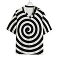 Black And White Swirl Illusion Print Rayon Hawaiian Shirt