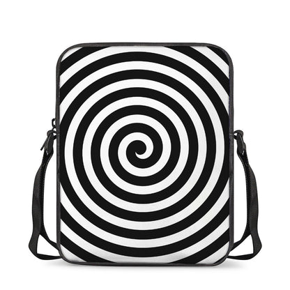 Black And White Swirl Illusion Print Rectangular Crossbody Bag