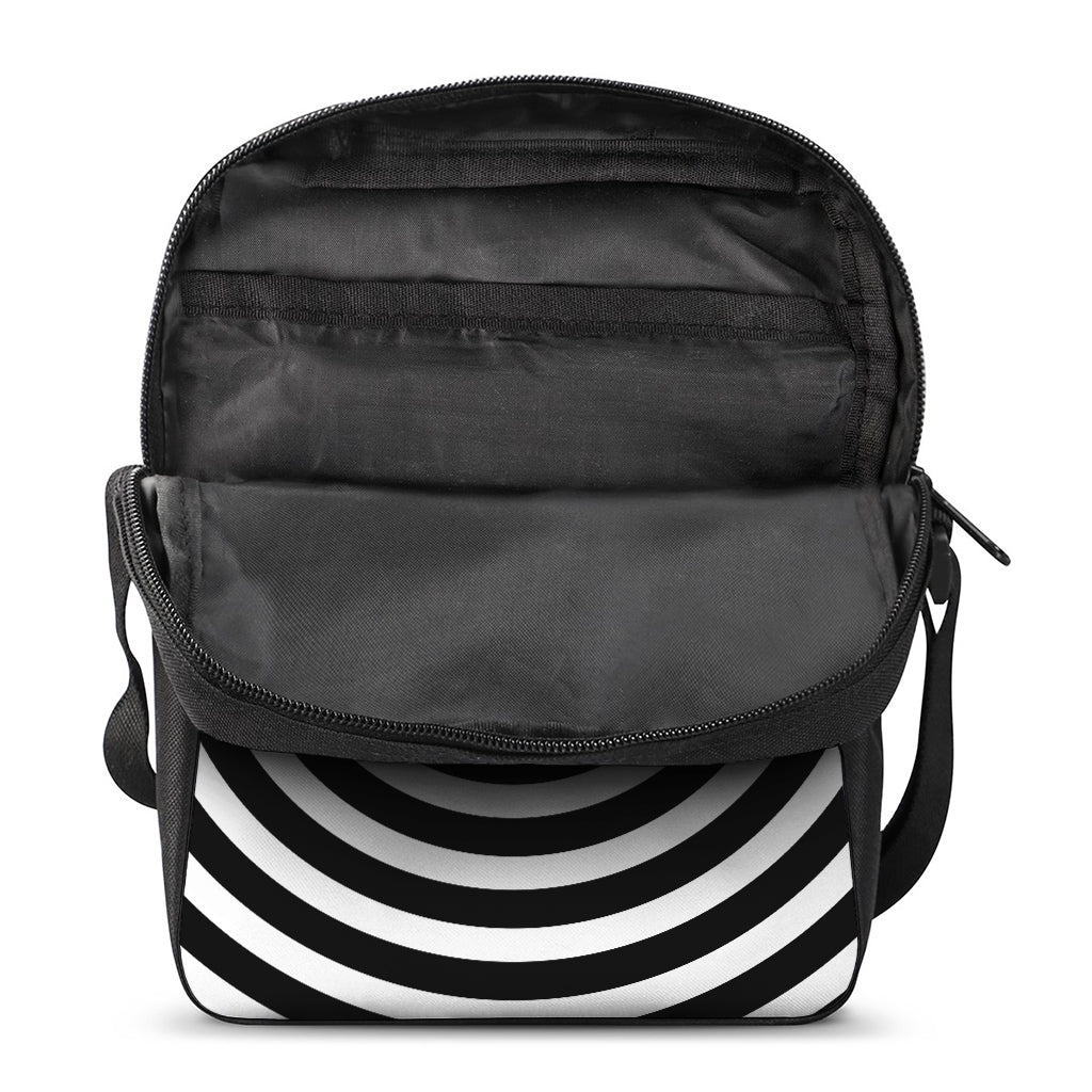 Black And White Swirl Illusion Print Rectangular Crossbody Bag