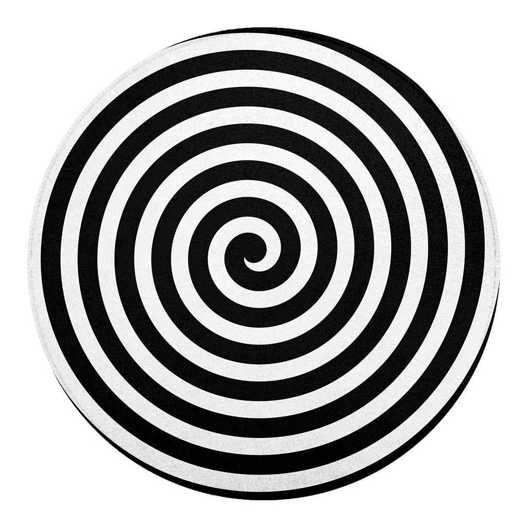 Black And White Swirl Illusion Print Round Blanket
