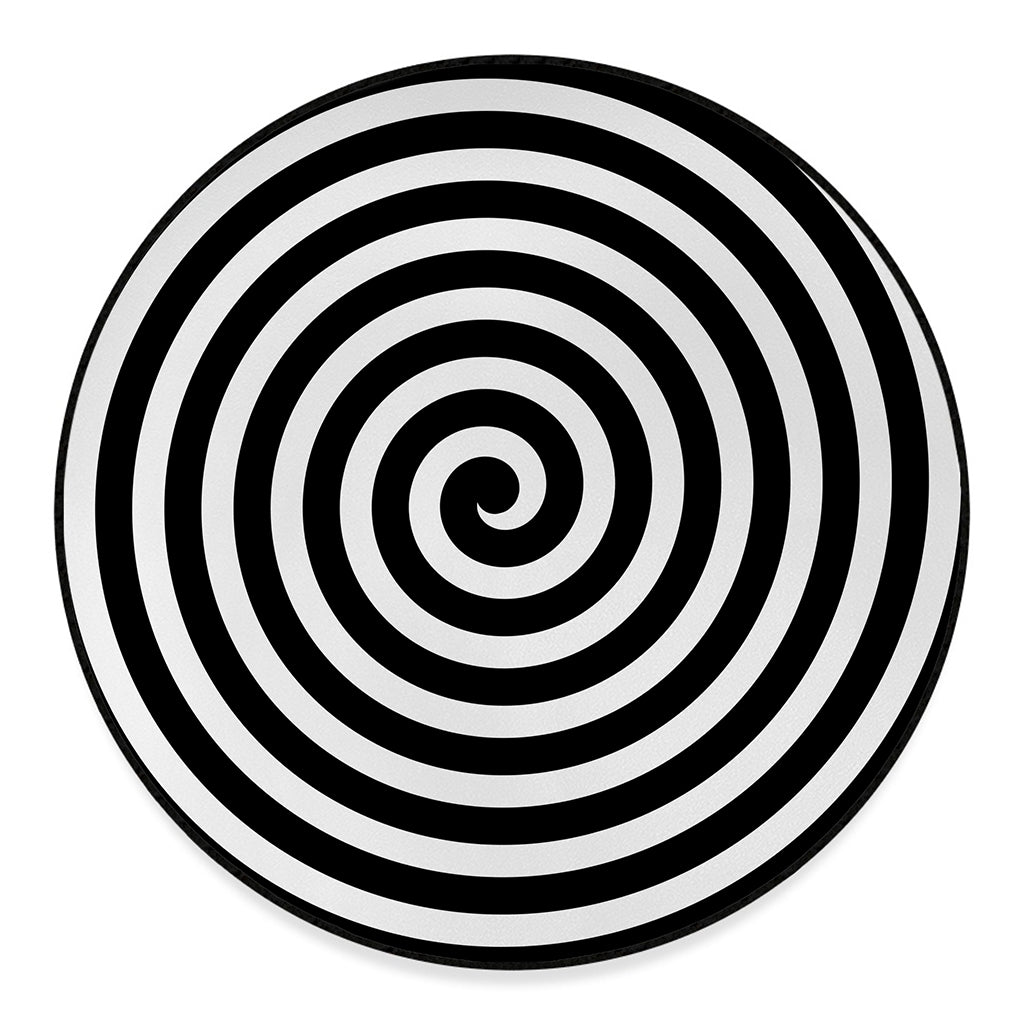 Black And White Swirl Illusion Print Round Floor Mat
