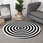 Black And White Swirl Illusion Print Round Rug