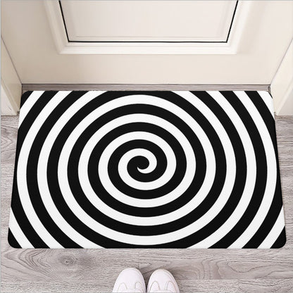 Black And White Swirl Illusion Print Rubber Doormat