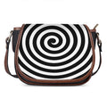 Black And White Swirl Illusion Print Saddle Bag