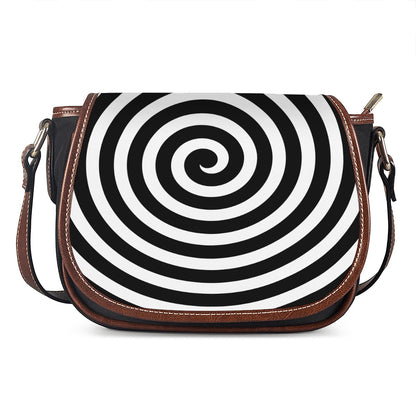 Black And White Swirl Illusion Print Saddle Bag
