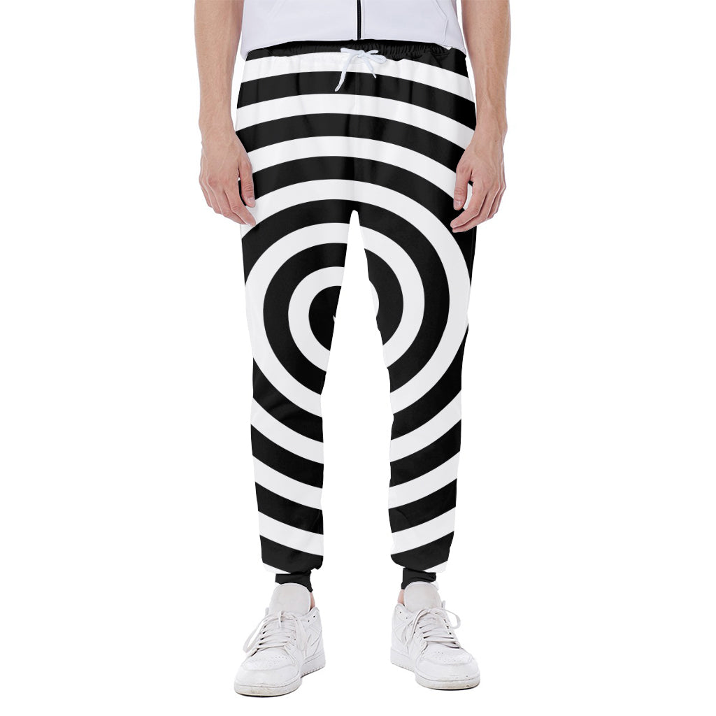 Black And White Swirl Illusion Print Scuba Joggers