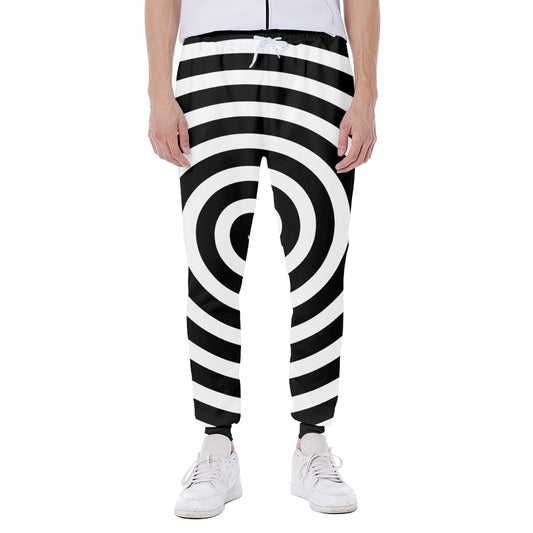 Black And White Swirl Illusion Print Scuba Joggers