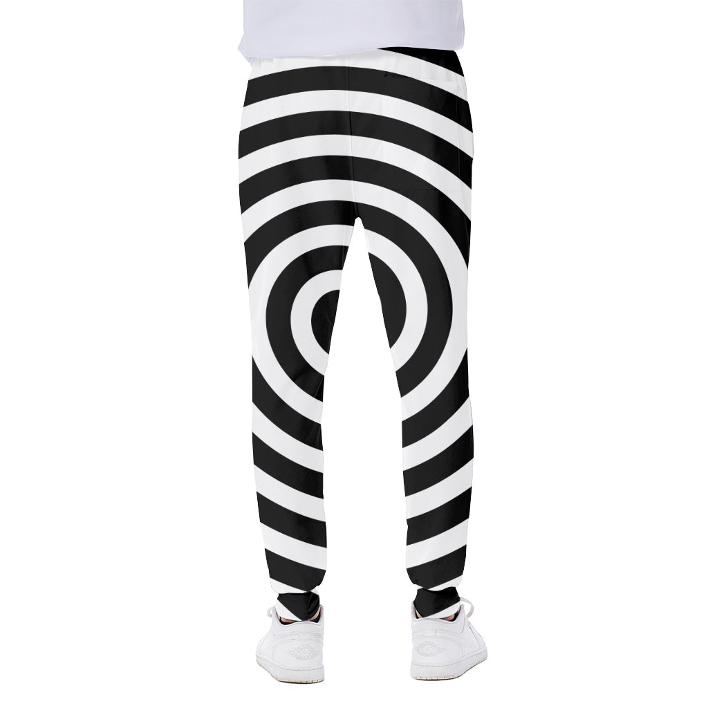 Black And White Swirl Illusion Print Scuba Joggers