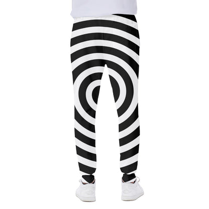 Black And White Swirl Illusion Print Scuba Joggers