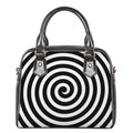 Black And White Swirl Illusion Print Shoulder Handbag