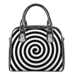 Black And White Swirl Illusion Print Shoulder Handbag