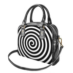 Black And White Swirl Illusion Print Shoulder Handbag