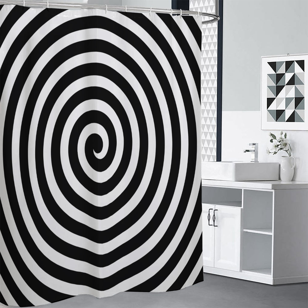 Black And White Swirl Illusion Print Shower Curtain