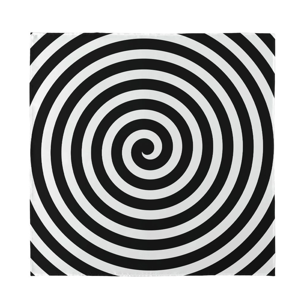 Black And White Swirl Illusion Print Silk Bandana