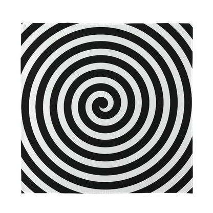 Black And White Swirl Illusion Print Silk Bandana