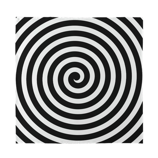 Black And White Swirl Illusion Print Silk Bandana