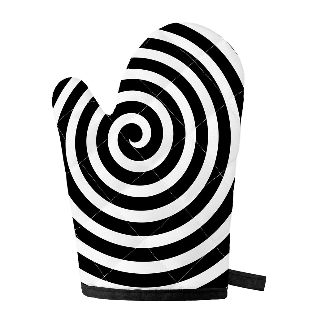 Black And White Swirl Illusion Print Single Oven Mitt