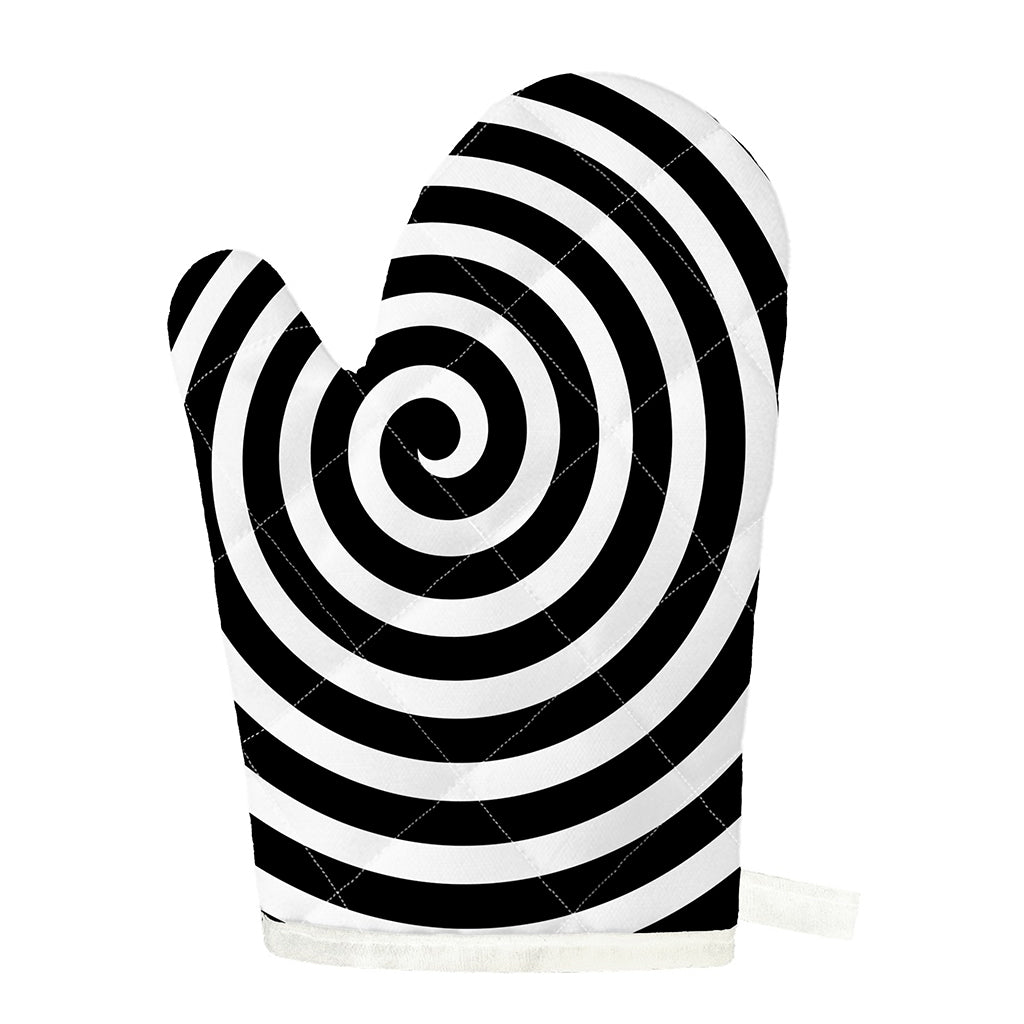 Black And White Swirl Illusion Print Single Oven Mitt