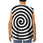 Black And White Swirl Illusion Print Sleeveless Baseball Jersey