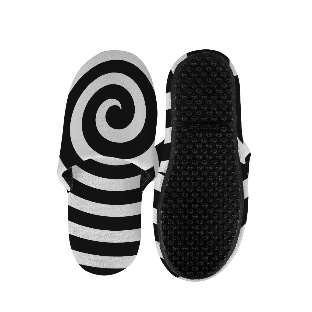Black And White Swirl Illusion Print Slippers