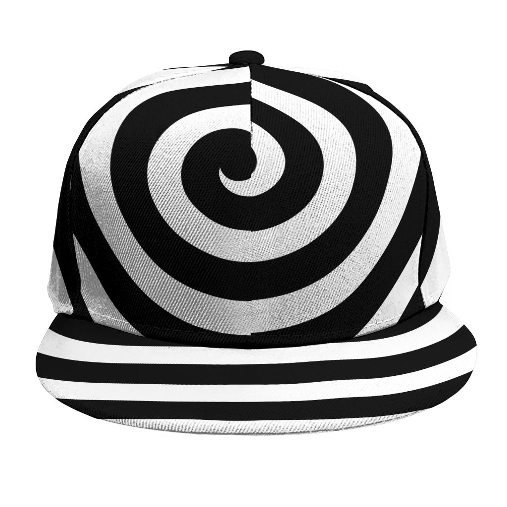 Black And White Swirl Illusion Print Snapback Cap