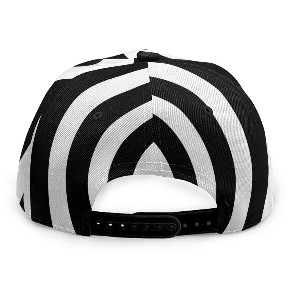 Black And White Swirl Illusion Print Snapback Cap