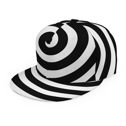 Black And White Swirl Illusion Print Snapback Cap