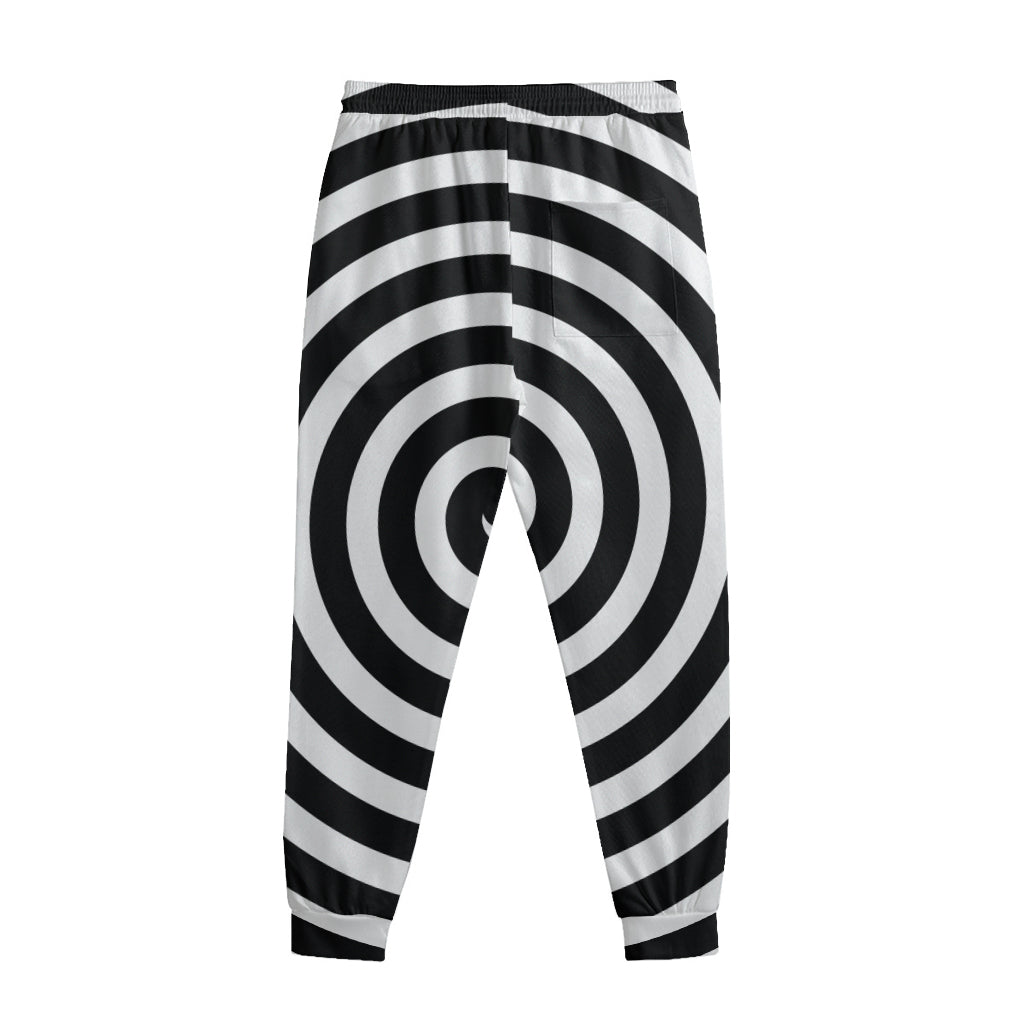 Black And White Swirl Illusion Print Sweatpants