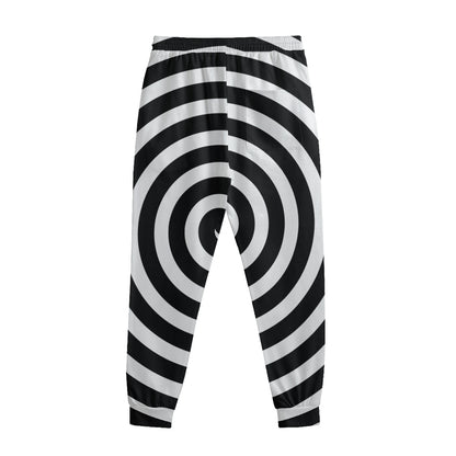 Black And White Swirl Illusion Print Sweatpants