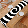 Black And White Swirl Illusion Print Table Runner