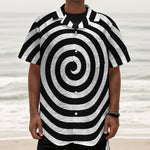 Black And White Swirl Illusion Print Textured Short Sleeve Shirt