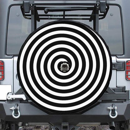 Black And White Swirl Illusion Print Tire Cover With Camera Hole