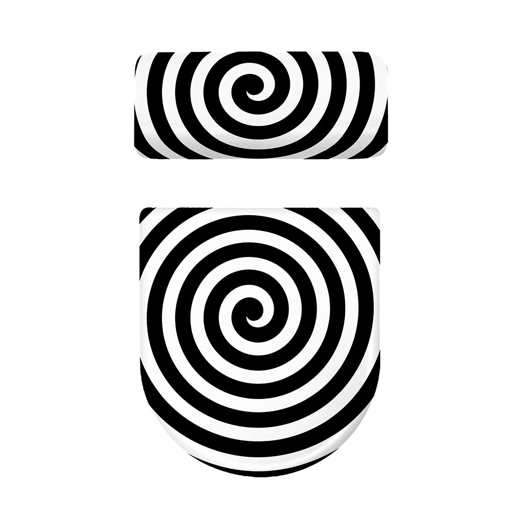 Black And White Swirl Illusion Print Toilet Lid And Tank Cover Set