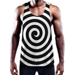 Black And White Swirl Illusion Print Training Tank Top