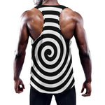 Black And White Swirl Illusion Print Training Tank Top