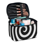 Black And White Swirl Illusion Print Travel Makeup Bag