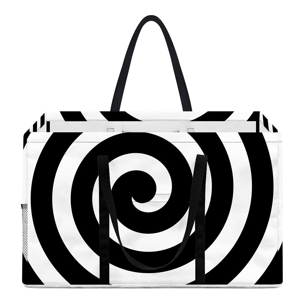 Black And White Swirl Illusion Print Utility Tote Bag