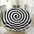 Black And White Swirl Illusion Print Waterproof Round Tablecloth